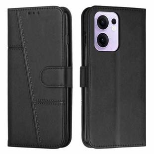For OPPO Reno13 F 5G / 4G Stitching Calf Texture Buckle Leather Phone Case(Black)