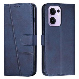 For OPPO Reno13 F 5G / 4G Stitching Calf Texture Buckle Leather Phone Case(Blue)