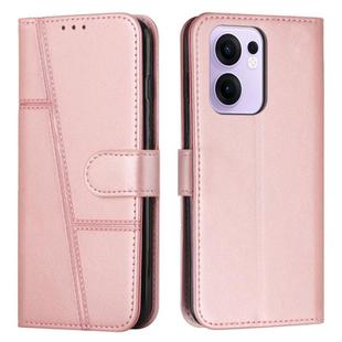 For OPPO Reno13 F 5G / 4G Stitching Calf Texture Buckle Leather Phone Case(Rose Gold)