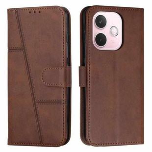 For OPPO A5 Pro 5G Global Stitching Calf Texture Buckle Leather Phone Case(Brown)