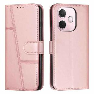 For OPPO A5 Pro 5G Global Stitching Calf Texture Buckle Leather Phone Case(Rose Gold)