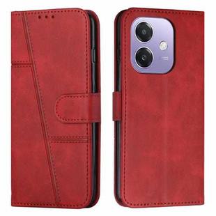 For OPPO A5x 5G Global Stitching Calf Texture Buckle Leather Phone Case(Red)