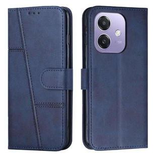 For OPPO A5x 5G Global Stitching Calf Texture Buckle Leather Phone Case(Blue)