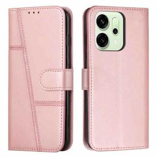For OPPO Reno14 Global / Reno14 F 5G Stitching Calf Texture Buckle Leather Phone Case(Rose Gold)