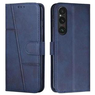 For Sony Xperia 1 V 2023 Stitching Calf Texture Buckle Leather Phone Case(Blue)