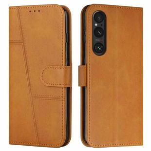 For Sony Xperia 1 V 2023 Stitching Calf Texture Buckle Leather Phone Case(Yellow)