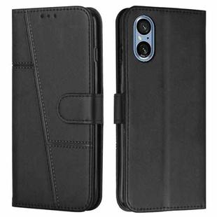 For Sony Xperia 5 V Stitching Calf Texture Buckle Leather Phone Case(Black)