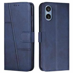 For Sony Xperia 5 V Stitching Calf Texture Buckle Leather Phone Case(Blue)