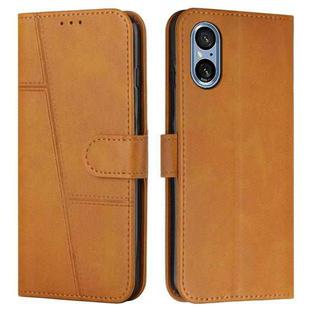 For Sony Xperia 5 V Stitching Calf Texture Buckle Leather Phone Case(Yellow)