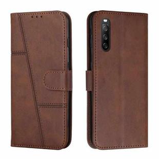 For Sony Xperia 10 V 2023 Stitching Calf Texture Buckle Leather Phone Case(Brown)