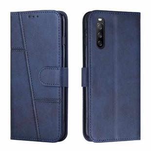 For Sony Xperia 10 V 2023 Stitching Calf Texture Buckle Leather Phone Case(Blue)