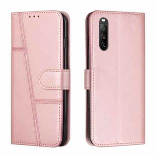 For Sony Xperia 10 V 2023 Stitching Calf Texture Buckle Leather Phone Case(Pink)