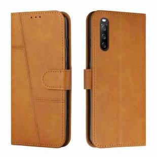 For Sony Xperia 10 V 2023 Stitching Calf Texture Buckle Leather Phone Case(Yellow)