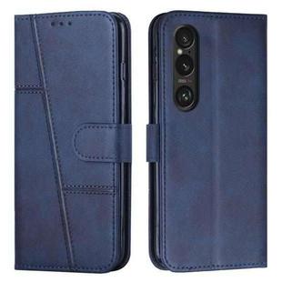 For Sony Xperia 1 VI Stitching Calf Texture Buckle Leather Phone Case(Blue)