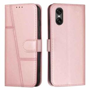 For Sony Xperia 10 VI Stitching Calf Texture Buckle Leather Phone Case(Pink)