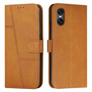 For Sony Xperia 10 VI Stitching Calf Texture Buckle Leather Phone Case(Yellow)