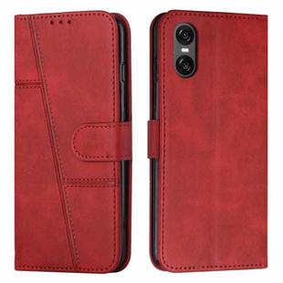 For Sony Xperia 5 VI Stitching Calf Texture Buckle Leather Phone Case(Red)