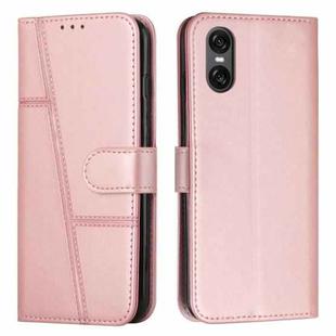 For Sony Xperia 5 VI Stitching Calf Texture Buckle Leather Phone Case(Pink)