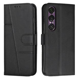 For Sony Xperia 1 VII Stitching Calf Texture Buckle Leather Phone Case(Black)