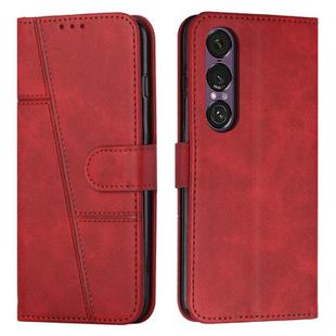 For Sony Xperia 1 VII Stitching Calf Texture Buckle Leather Phone Case(Red)