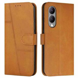 For vivo Y17s Stitching Calf Texture Buckle Leather Phone Case(Yellow)