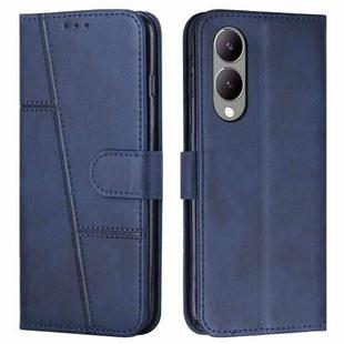 For vivo Y17s Stitching Calf Texture Buckle Leather Phone Case(Blue)