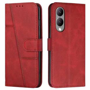For vivo Y17s Stitching Calf Texture Buckle Leather Phone Case(Red)