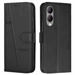 For vivo Y17s Stitching Calf Texture Buckle Leather Phone Case(Black)