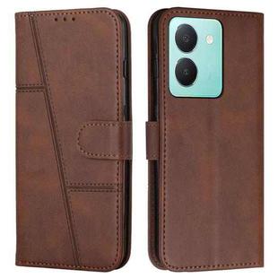 For vivo Y78 5G / Y36 Stitching Calf Texture Buckle Leather Phone Case(Brown)