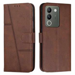 For vivo Y200 Stitching Calf Texture Buckle Leather Phone Case(Brown)