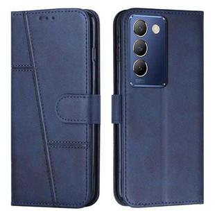 For vivo Y100 IDN Stitching Calf Texture Buckle Leather Phone Case(Blue)
