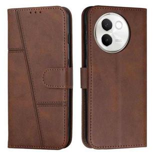 For vivo V30e Stitching Calf Texture Buckle Leather Phone Case(Brown)