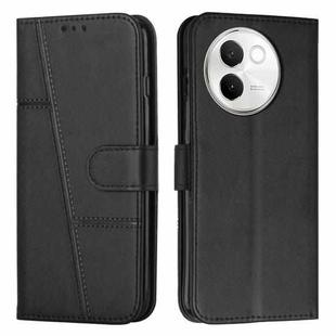 For vivo V30e Stitching Calf Texture Buckle Leather Phone Case(Black)