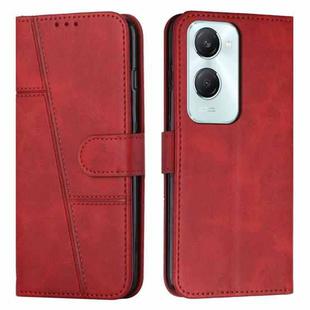 For vivo Y03 / Y18 / Y18e Stitching Calf Texture Buckle Leather Phone Case(Red)