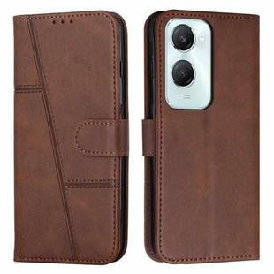 For vivo Y03 / Y18 / Y18e Stitching Calf Texture Buckle Leather Phone Case(Brown)