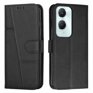 For vivo Y03 / Y18 / Y18e Stitching Calf Texture Buckle Leather Phone Case(Black)