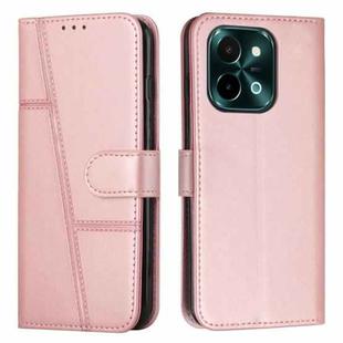For vivo Y28 4G Stitching Calf Texture Buckle Leather Phone Case(Pink)