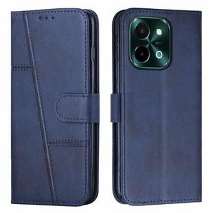 For vivo Y28 4G Stitching Calf Texture Buckle Leather Phone Case(Blue)