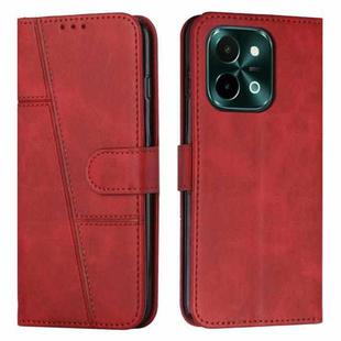 For vivo Y28 4G Stitching Calf Texture Buckle Leather Phone Case(Red)