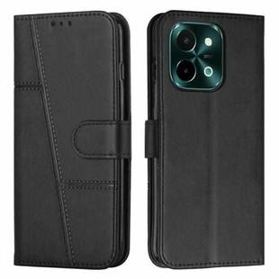 For vivo Y28 4G Stitching Calf Texture Buckle Leather Phone Case(Black)