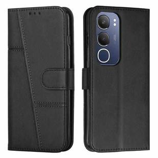 For vivo Y19s Stitching Calf Texture Buckle Leather Phone Case(Black)