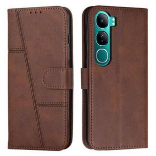 For vivo Y300 Global / V40 Lite IDN Stitching Calf Texture Buckle Leather Phone Case(Brown)