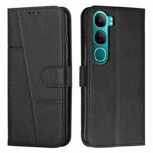 For vivo Y300 Global / V40 Lite IDN Stitching Calf Texture Buckle Leather Phone Case(Black)