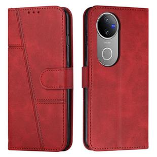 For vivo V50 5G Global Stitching Calf Texture Buckle Leather Phone Case(Red)