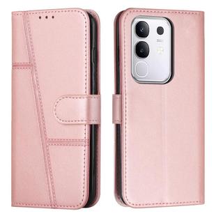 For vivo Y29 4G Stitching Calf Texture Buckle Leather Phone Case(Pink)