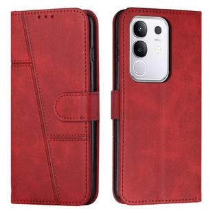 For vivo Y29 4G Stitching Calf Texture Buckle Leather Phone Case(Red)