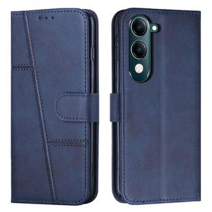 For vivo Y29s 5G / Y04 4G Stitching Calf Texture Buckle Leather Phone Case(Blue)