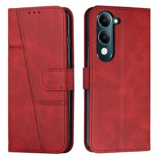 For vivo Y29s 5G / Y04 4G Stitching Calf Texture Buckle Leather Phone Case(Red)