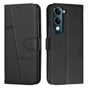 For vivo Y29s 5G / Y04 4G Stitching Calf Texture Buckle Leather Phone Case(Black)