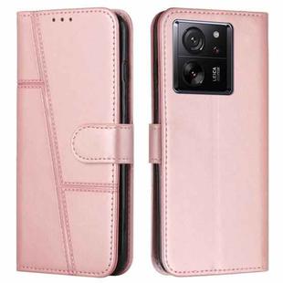 For Xiaomi 13T / Xiaomi 13T Pro Stitching Calf Texture Buckle Leather Phone Case(Pink)
